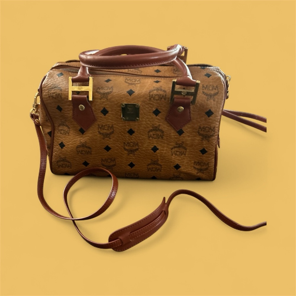 MCM cognac Crossbody Bag with Gold Accents